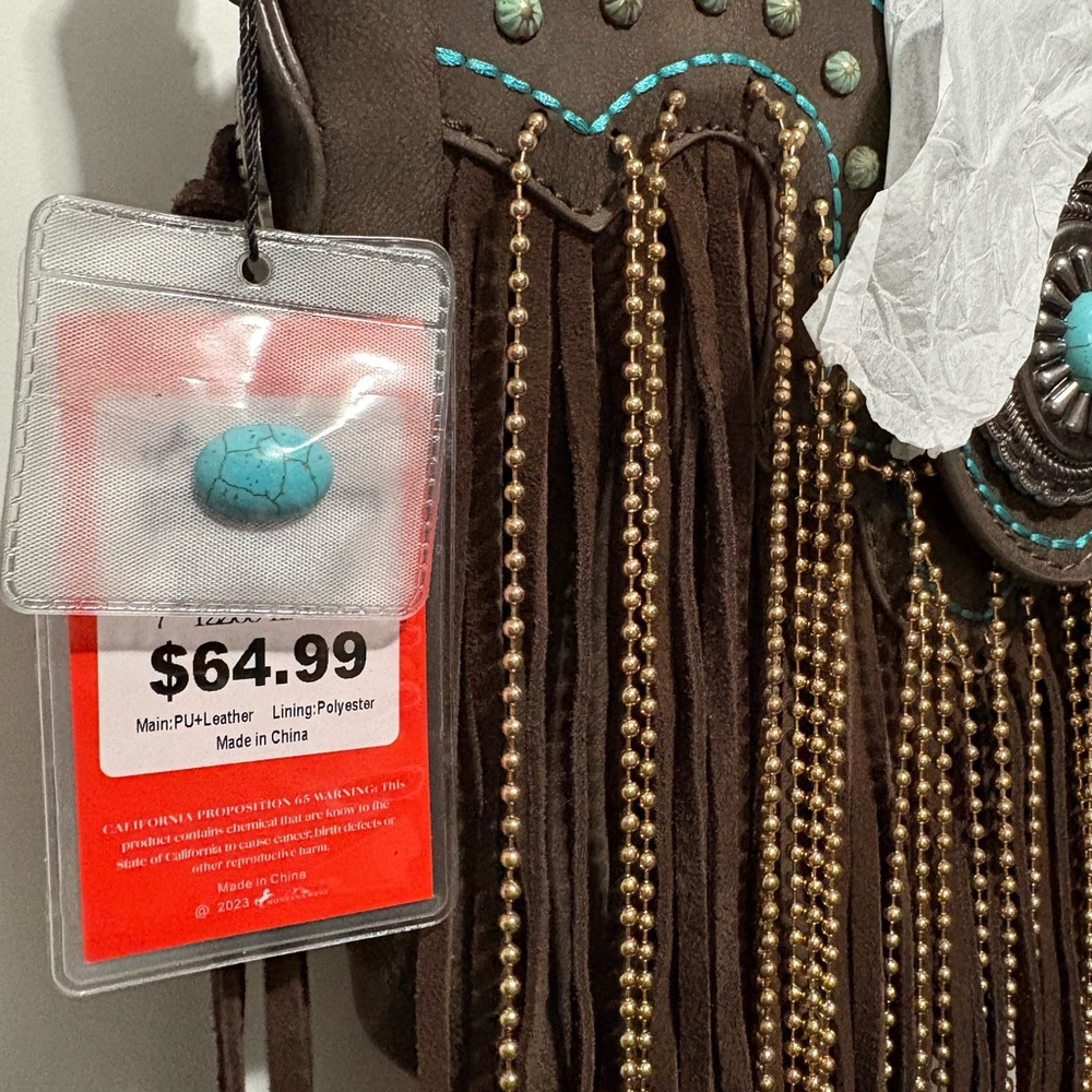 Montana West Brown Fringe Crossbody with Turquoise Accents - Picture 4 of 10